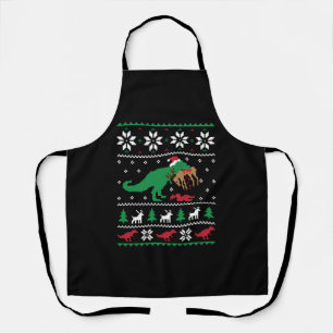 Dinosaur Ugly Christmas Funny Christmas   Apron