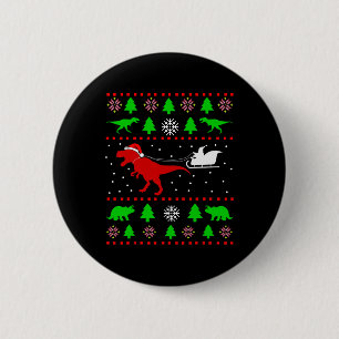 Dinosaur Ugly Christmas Sweater For Adults Kids  6 Cm Round Badge