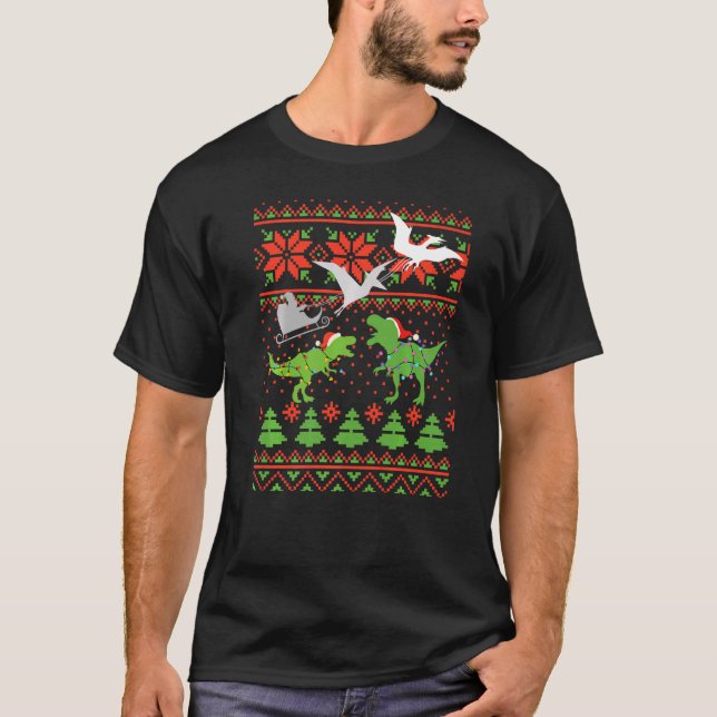 Dinosaur Ugly Christmas Sweater For Kids (Front)