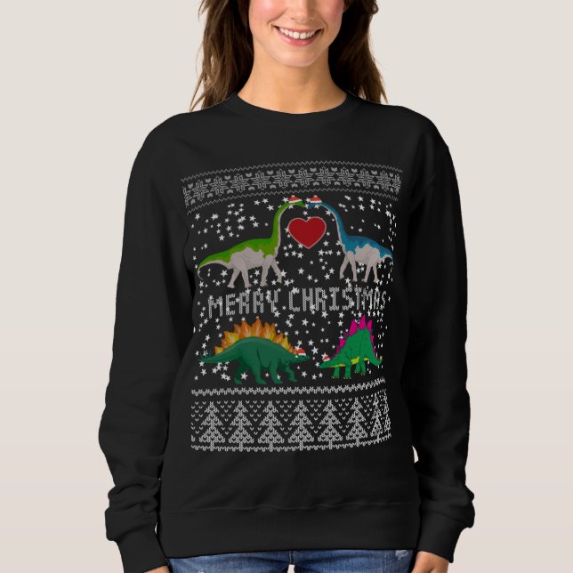 Dinosaur Ugly Christmas Sweater Funny Xmas Gift (Front)