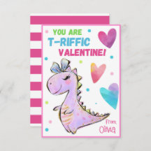 Dinosaur Valentine Card for Kids You Are T-Riffic 