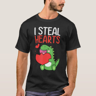Dinosaur Valentine Day Boy I Steal Hearts T-Shirt