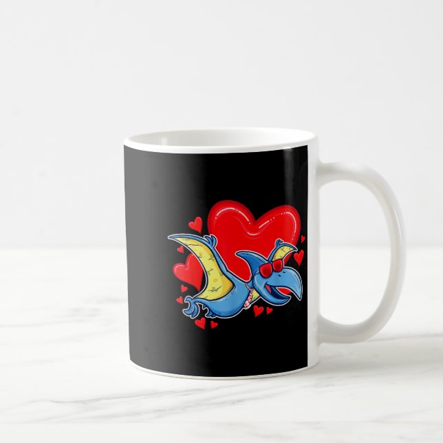 Dinosaur Valentine Heart Pterodactyl Valentines Da Coffee Mug (Right)