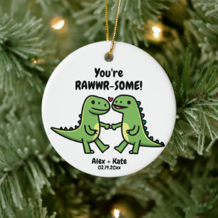 Dinosaur Valentines  Ceramic Tree Decoration