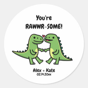 Dinosaur Valentines  Classic Round Sticker