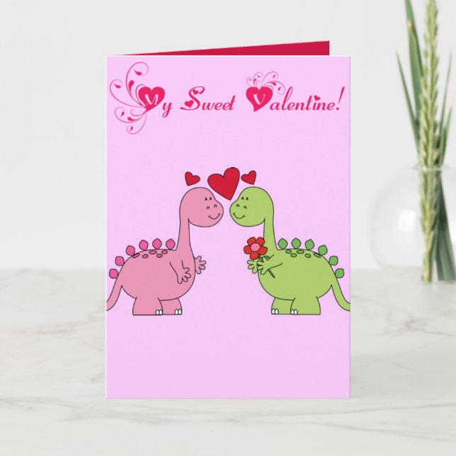 Dinosaur Valentine's Day Holiday Card (Front)
