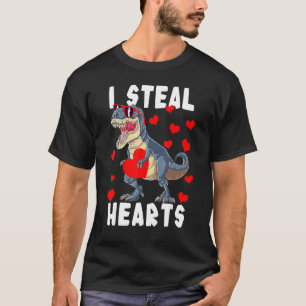 Dinosaur Valentines Day I Steal Hearts Rex Love T-Shirt