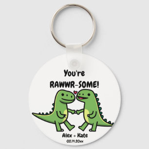 Dinosaur Valentines  Key Ring
