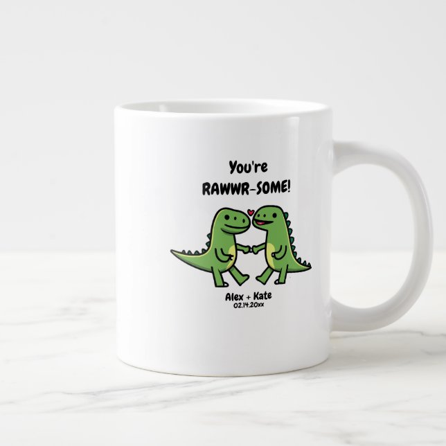 Dinosaur Valentines  Large Coffee Mug (Right)