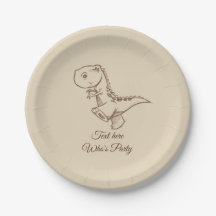 dinosaur, vintage, cute, kids, Paper Plate