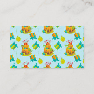 Dinosaur Volcano Birthday Cake Dino Eggs Balloons Business Card