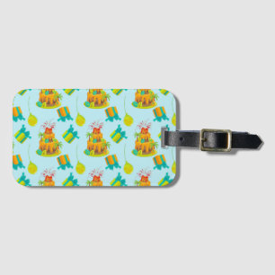 Dinosaur Volcano Birthday Cake Dino Eggs Balloons Luggage Tag