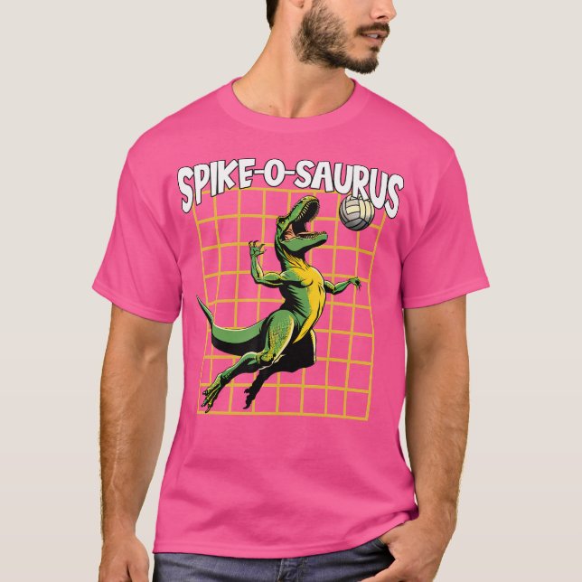 Dinosaur Volleyball Player Game Spikeosaurus Volle T-Shirt (Front)