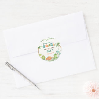 Dinosaur Watercolor Birthday Classic Round Sticker