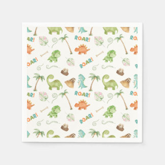 Dinosaur Watercolor Birthday  Napkin