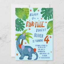 Dinosaur watercolor cute birthday party