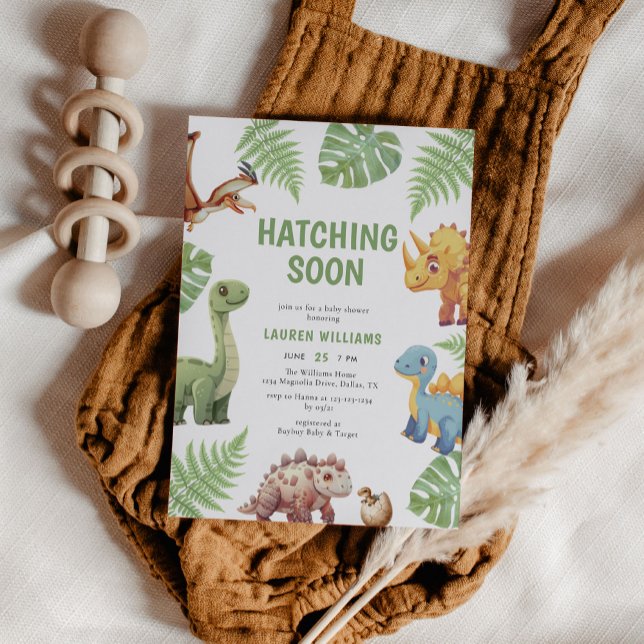 Dinosaur Watercolor Hatching Soon Baby Shower Invitation (Creator Uploaded)