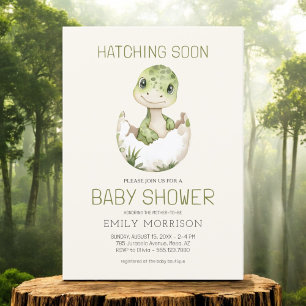 Dinosaur Watercolor Hatching Soon Baby Shower Invitation