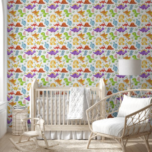 Dinosaur Watercolor Kids Room Wallpaper
