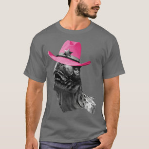 Dinosaur Wearing Pink Cowboy Hat Cowgirl T-Shirt