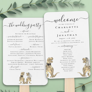 Dinosaur Wedding Ceremony Black & White Program Hand Fan