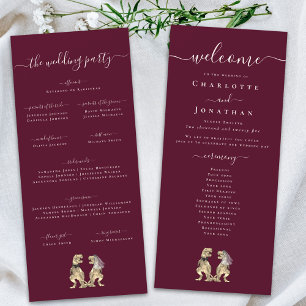Dinosaur Wedding Ceremony Burgundy & Cream Program Menu