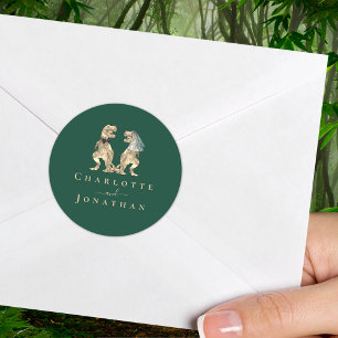 Dinosaur Wedding Custom Classic Round Sticker