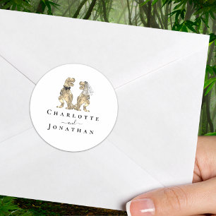 Dinosaur Wedding Custom Classic Round Sticker