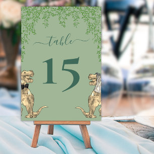 Dinosaur Wedding Foliage Sage Green Table Number