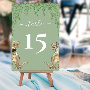 Dinosaur Wedding Foliage Sage Green & White Table Number