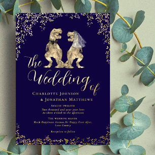 Dinosaur Wedding Navy Blue and Gold