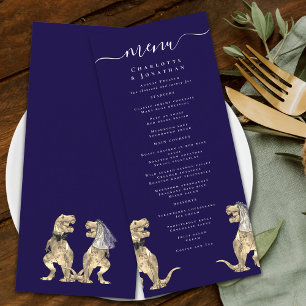 Dinosaur Wedding Navy Blue & White Menu