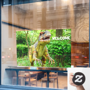 Dinosaur Welcoming Visitors Cheerful Expression