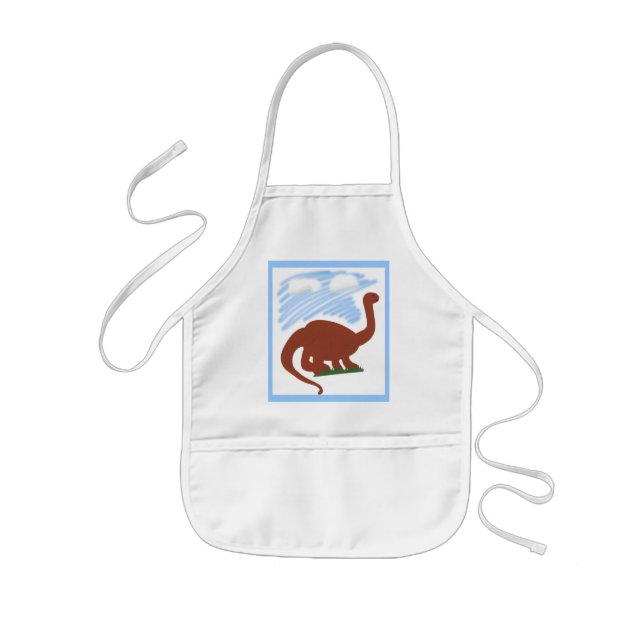 Dinosaur Whimsical Cartoon Art Kids Apron (Front)