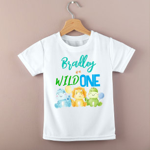 Dinosaur wild one 1st birthday colourful cute part baby T-Shirt