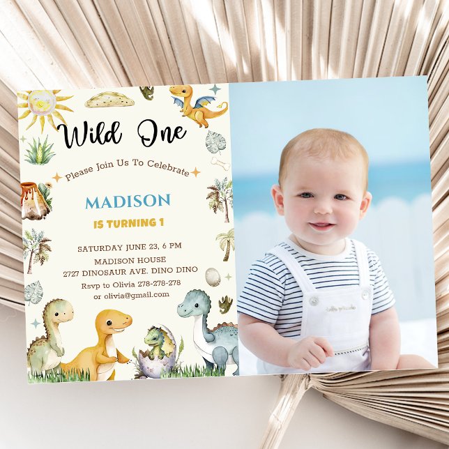 Dinosaur Wild One Boy Invitation (Creator Uploaded)