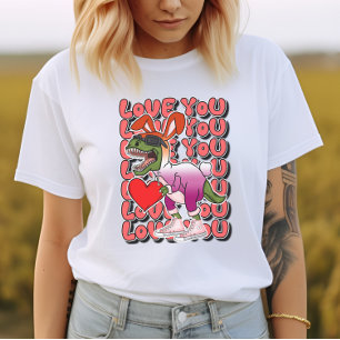 Dinosaur with Сostume in Lesbian Flag Colours T-Shirt