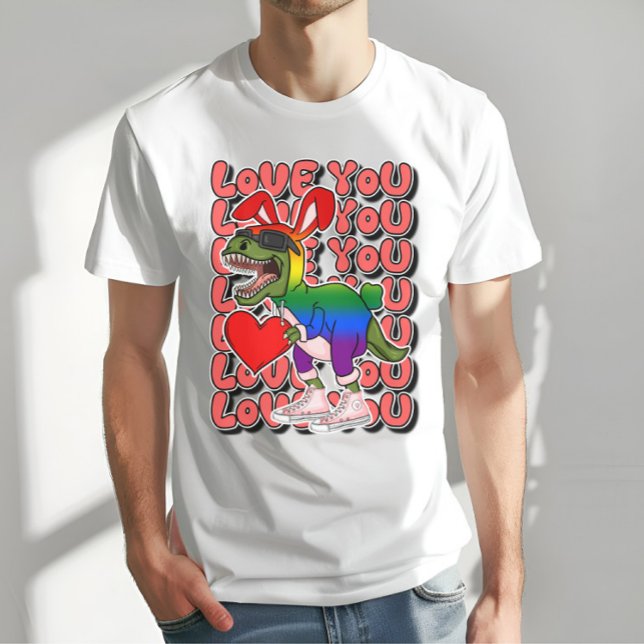 Dinosaur with Сostume in Rainbow Flag Colours T-Shirt (Creator Uploaded)