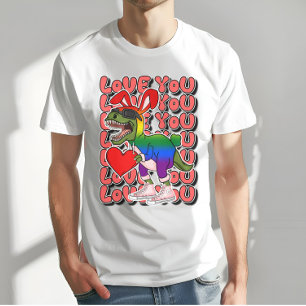 Dinosaur with Сostume in Rainbow Flag Colours T-Shirt
