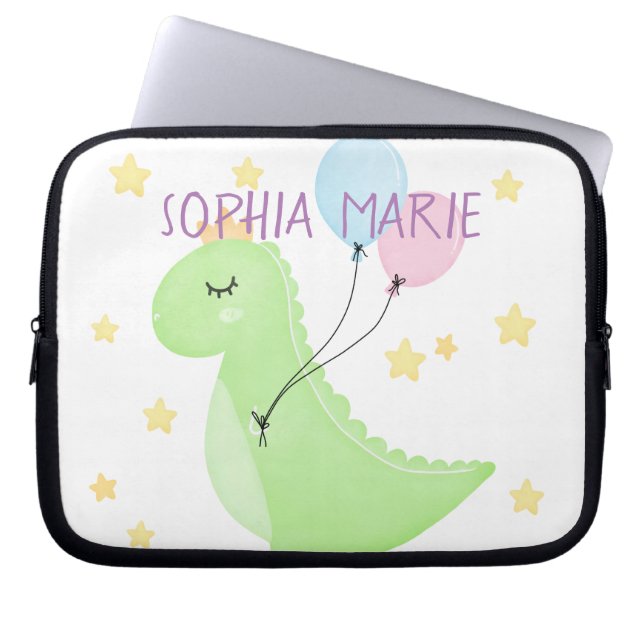 Dinosaur with Balloons Laptop Sleeve (Front)