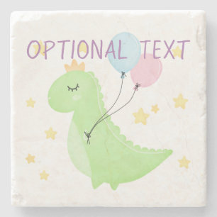 Dinosaur with Balloons Stone Coaster