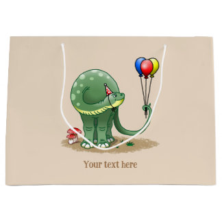 Dinosaur with Birthday Balloons Large Gift Bag