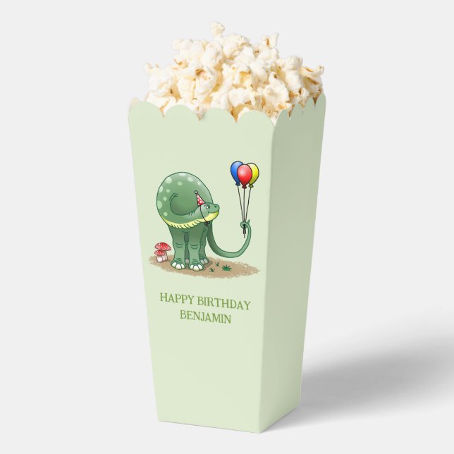 Dinosaur with Three Balloons Popcorn Favour Box (Popped)