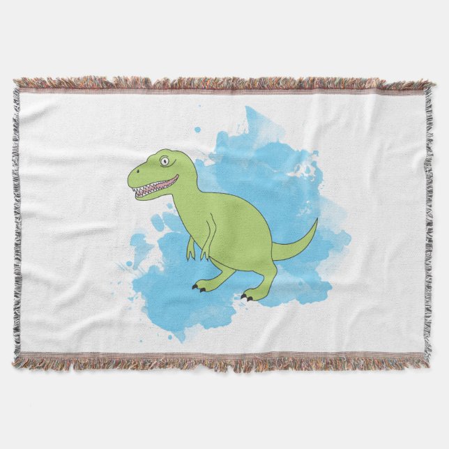 Dinosaur with Watercolor Background Design Throw Blanket (Front)
