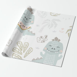  Dinosaur with watermelon Wrapping Paper