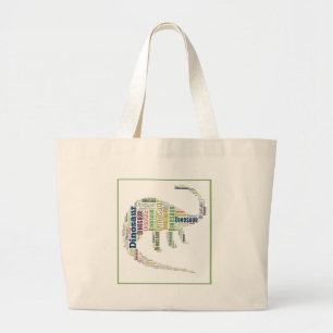 Dinosaur Word Art Large Tote Bag