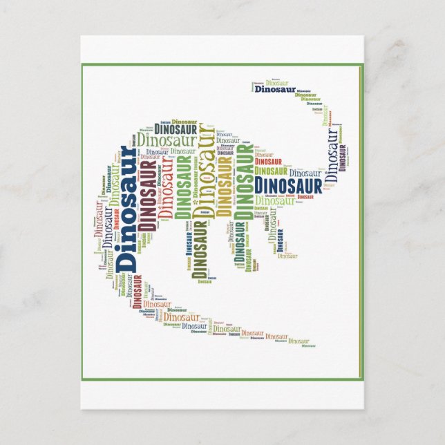 Dinosaur Word Art Postcard (Front)