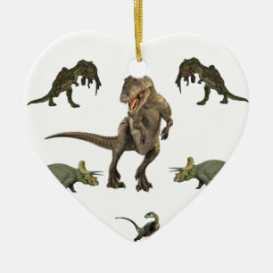 Dinosaur Wrapping Paper Ceramic Tree Decoration