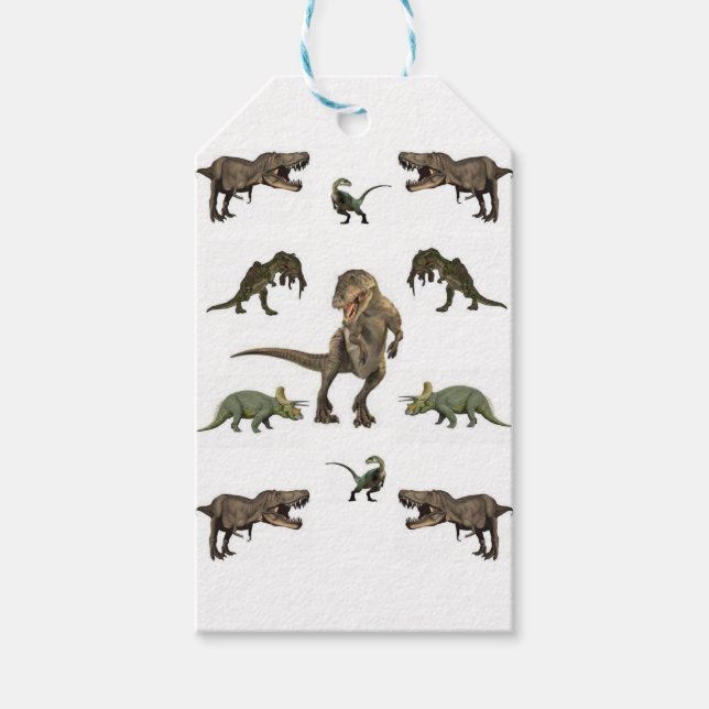 Dinosaur Wrapping Paper Gift Tags (Front)