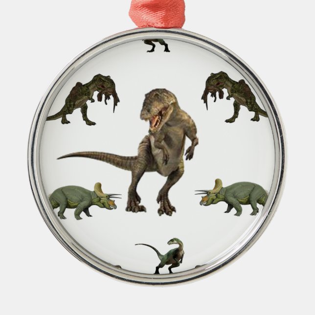 Dinosaur Wrapping Paper Metal Tree Decoration (Front)